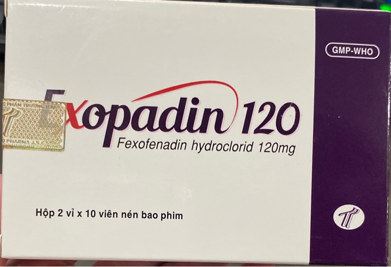Exopadin 120 (Fexofenadin hydro 120mg) (Hộp 2 vỉ x 10 viên) - Trường Thọ
