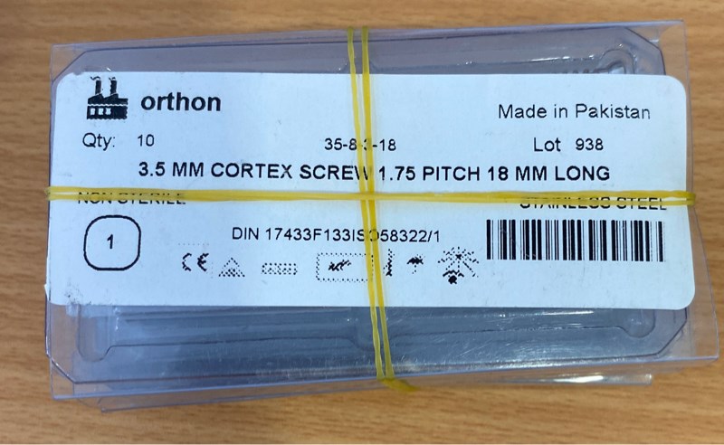 Vít xương cứng 3,5mm dài 18mm - Pakistan