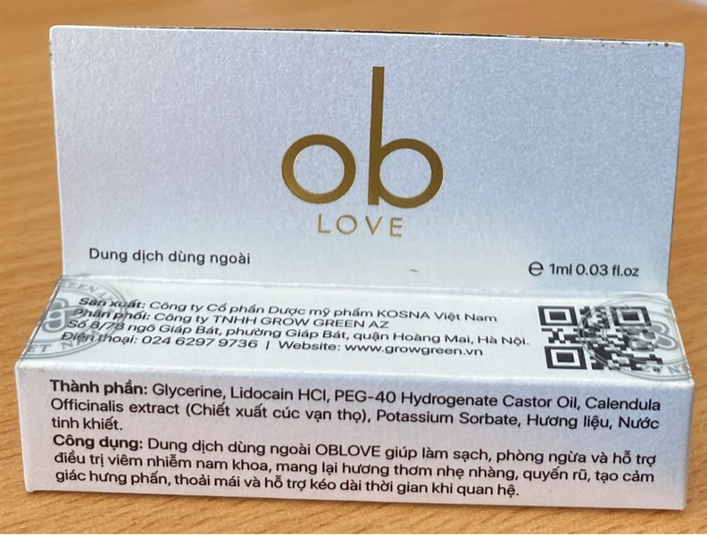 OB Love 1ml (Giúp làm sạch, phòng ngừa và hỗ trợ điều trị viêm nhiễm Nam khoa) - Kosna VN