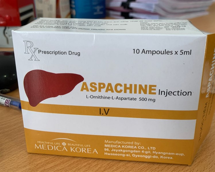 Aspachine Injection 500mg ( L- ornithine L- aspartate 500) (H10ống*5ml) - Korea