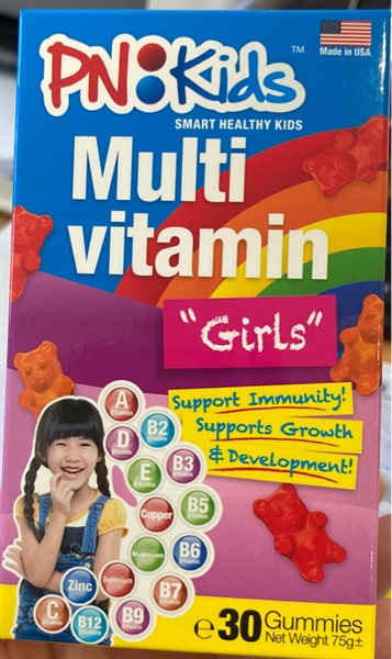 Kẹo PN Kids Multivitamin Minerals For Girls (Trẻ em gái) (Lọ 30 viên) - Hoa Kỳ/USA
