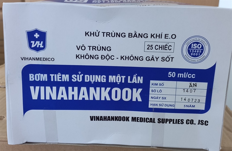 Bơm cho ăn 50ml Vinahancook Bơm tiêm sử dụng một lần (H*25cái)