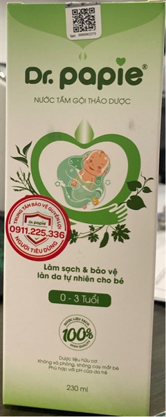 Nước tắm gội thảo dược Dr Papie 230ml (0 - 3 tuổi) - Starmed