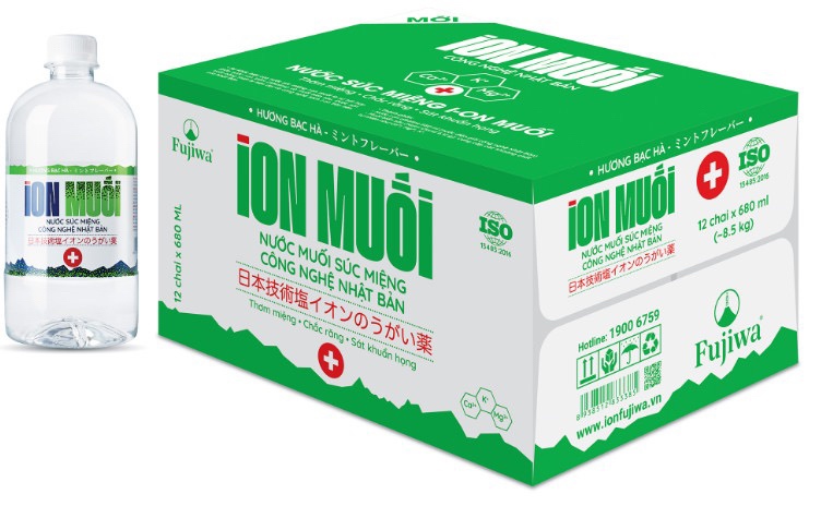 Nước súc miệng ion muối 680ml hương bạc hà (Thùng 12 chai) - Fujiwa Việt Nam