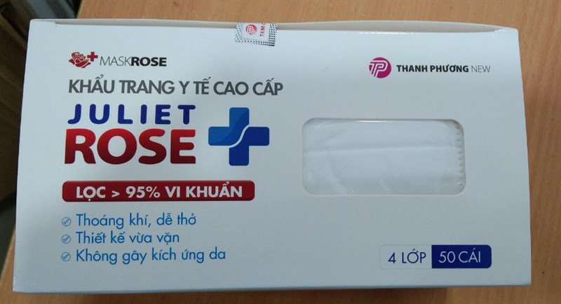 Khẩu trang y tế 4 lớp Juliet Rose (3 lớp vải không dệt, 1 lớp giấy vi lọc kháng khuẩn) (H*50cái) - Thanh Phương New 2