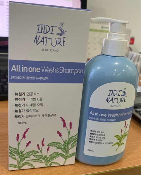 Dầu gội IndiNature All In One Wash&shampoo 300ml - Korea
