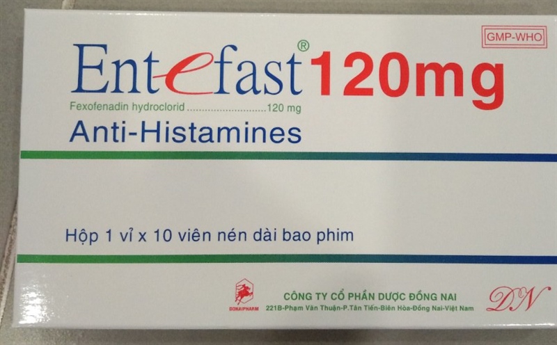 Thuốc Entefast 120mg (Fexofenadine 120mg) điều trị viêm mũi dị ứng, mày đay Đồng Nai