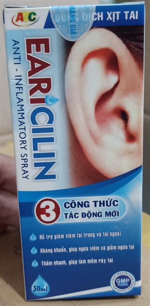 Xịt kháng viêm tai ABC Earicilin 30ml - Abipha