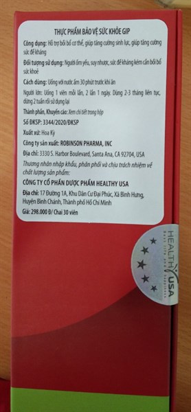 GIP (Bồi bổ sinh lực) (Lọ*30viên) - Healthy USA 2