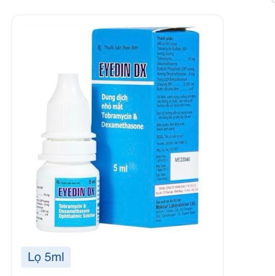 Dung dịch nhỏ mắt Eyedin DX 5ml (Tobramycin & Dexa) - Makcur/ Ấn Độ