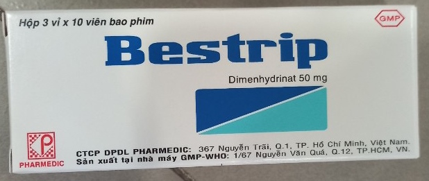 Bestrip (Dimenhydrinat 50mg) (Hộp 3 vỉ x 10 viên) - Pharmedic