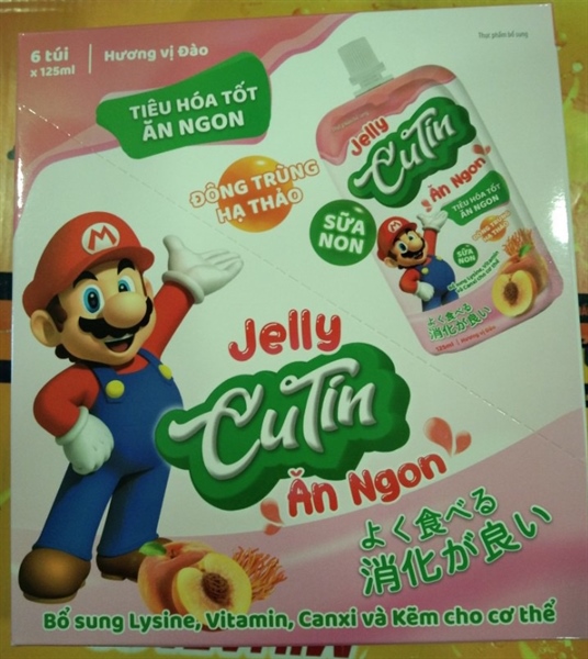 Thạch Jelly Cutin ăn ngon vị đào (Hộp 6 túi x 125ml) - VN