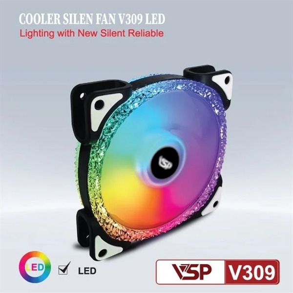 FAN case VSP-V309 12cm led RGB màu trắng (led 2 mặt)
