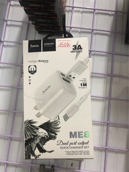 BỘ SẠC NHANH 2 CỔNG USB 3.0A HOCO ME8 - LIGHTNING - Tesr