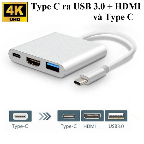 Chuyển Type C ra Type C , HDMI, USB 3.0 - bh 01 tháng