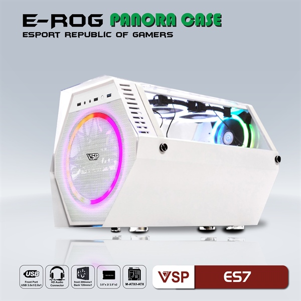 Case EROG ES7 Trắng (mATX) - Kèm 2 FAN