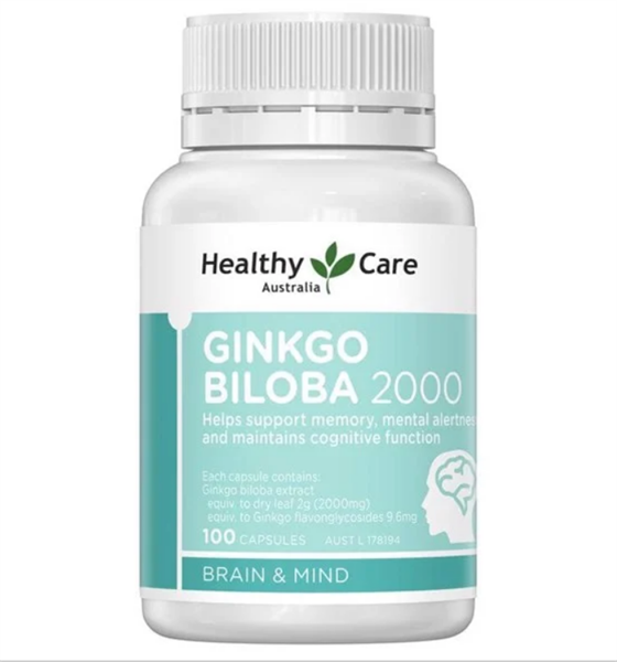 Bổ não Healthy Care Ginkgo Biloba 2000 Úc lọ 100 viên