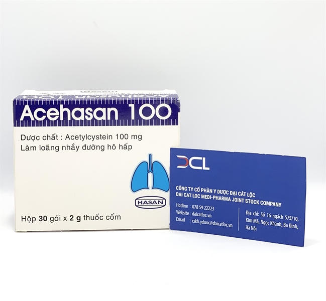 Thuốc Acehasan 100mg Hasan làm loãng đờm , ( H/30 gói )