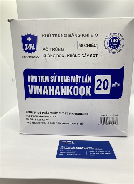 Bơm tiêm dùng 1 lần 20ml Vinahankook (H/50c)