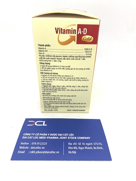 Bổ mắt Vitamin A-D Gold Phúc Vinh (Hộp 10 vỉ x 10 viên)- hộp