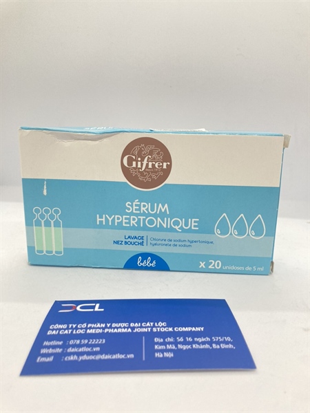 Nước muối sinh lý Gifrer Sérum Hypertonique tép xanh Pháp (Hộp 20 ống x 5ml)- ống