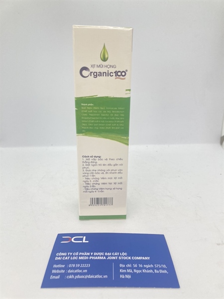 Xịt mũi họng Organic 100 Syntech (H/1 lọ )