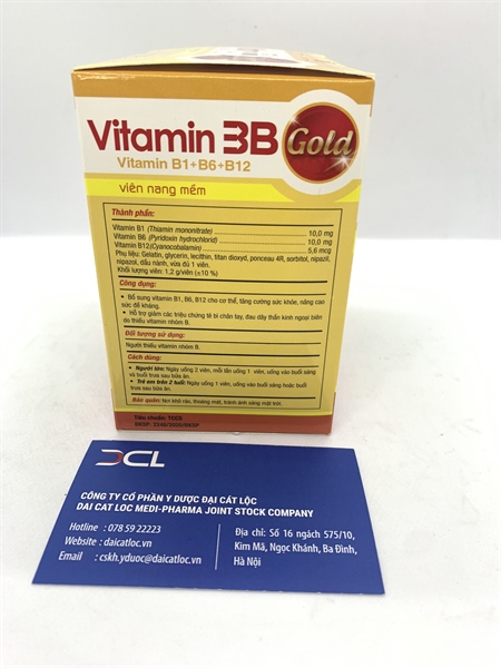 Bổ tổng hợp 	Vitamin 3B Gold Phúc Vinh (Hộp 10 vỉ x 10 viên)- hộp