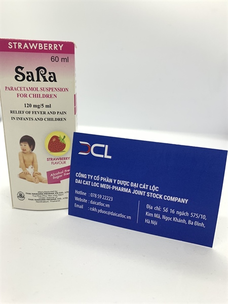 Hỗn dịch Sara dâu 120mg/5ml Thai Nakorn Patana (H/lọ 60ml)