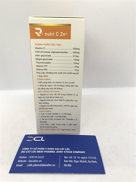 Bổ sung Vitamin R-nutri C Zn2+ Rechoice (Hộp 20 ống x 10ml)- ống