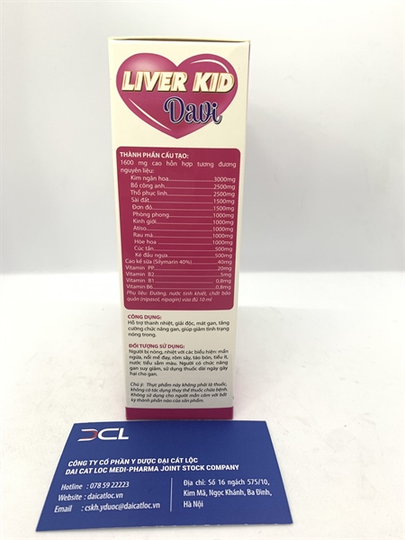 Bổ gan Liver kid Davi Đại Việt Pharma (Hộp 4 vỉ x 5 ống x 10ml)- ống