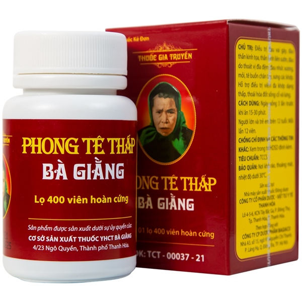 Phong Tê Thấp Bà Giằng - đau vai gáy, đau thần kinh tọa (400 viên)