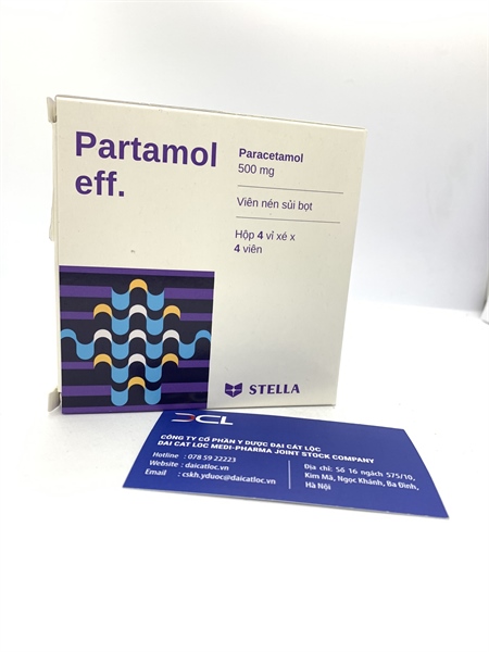 Viên nén sủi bọt Partamol eff 500mg Stella (Hộp/4 vỉ/16 viên)
