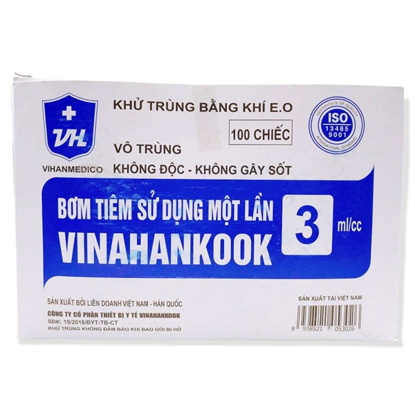 bơm tiêm dùng 1 lần 3ml Vinahankook (H/100c)